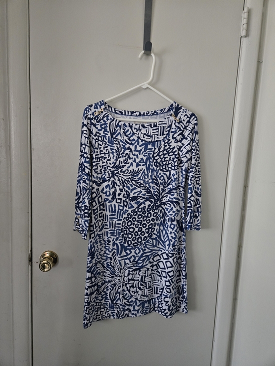 Lilly Pulitzer Dresses & Skirts - Lilly Pulitzer Blue and White Printed Long-Sleeve Dress